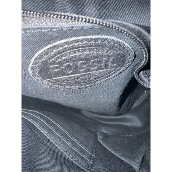 Fossil Elise Double Zip Black‎ Pebbled Leather Crossbody Shoulder Bag Purse - Picture 12 of 16